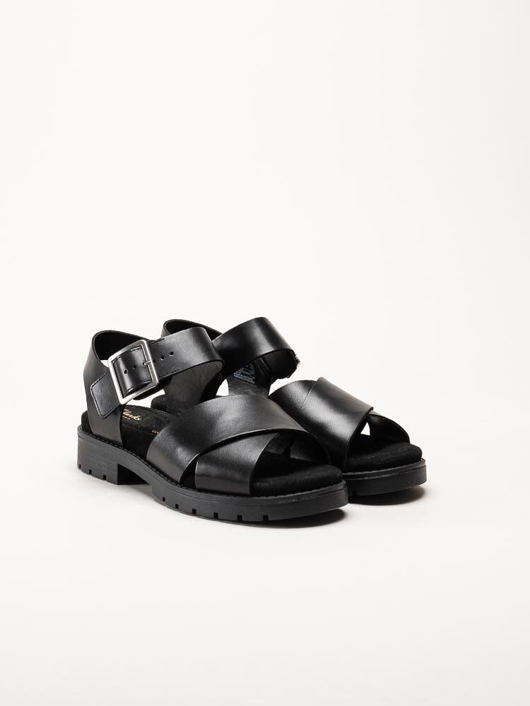 Clarks - Orinoco Cross D - Svarta remsandaler i skinn