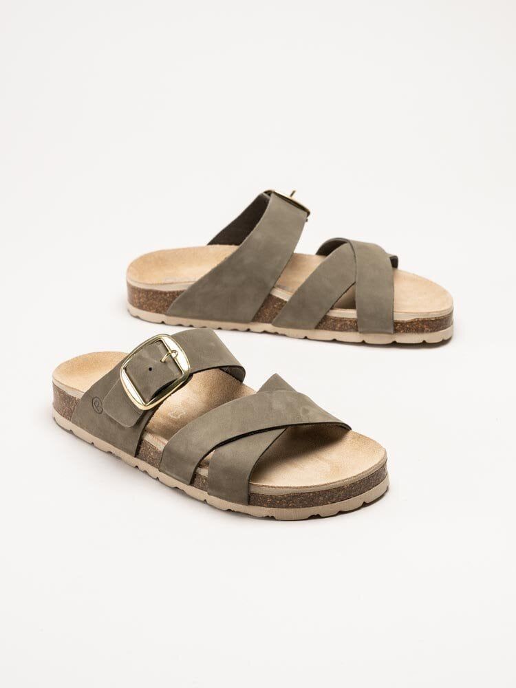 Rohde - Elba - Olivgröna slip in sandaler i nubuck