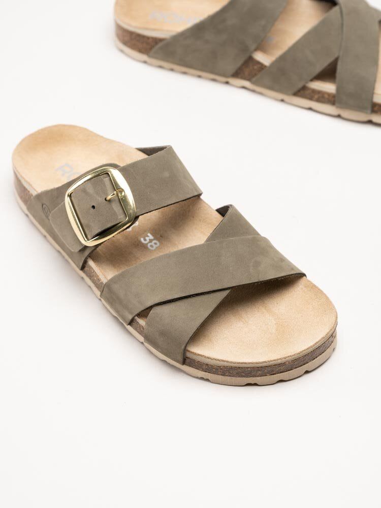 Rohde - Elba - Olivgröna slip in sandaler i nubuck