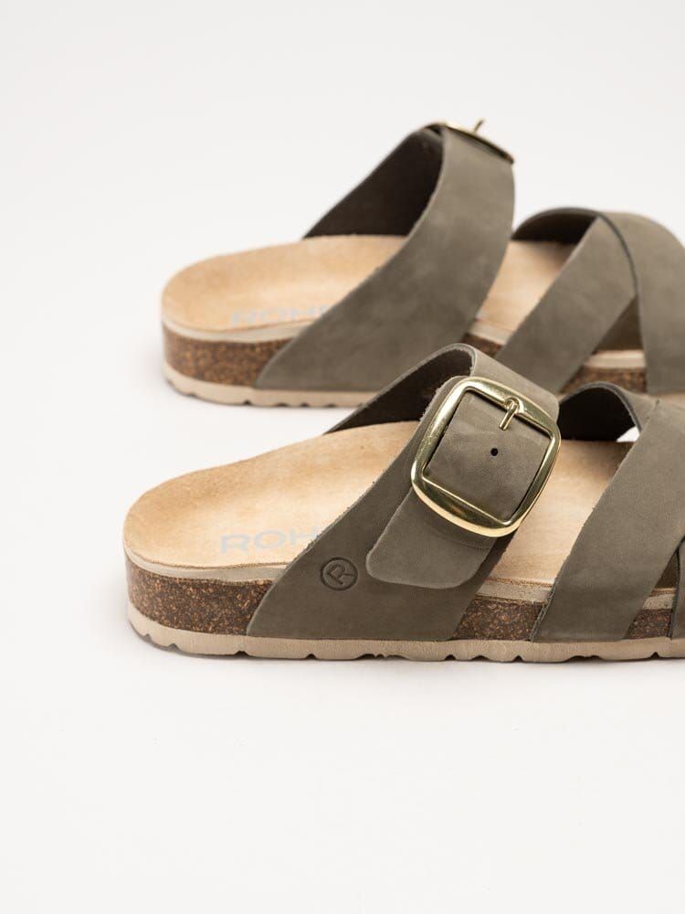Rohde - Elba - Olivgröna slip in sandaler i nubuck