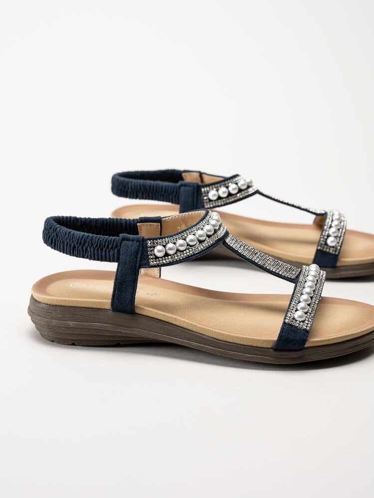 Lunar - 246TANCY - Mörkblå sandaler med pärlor och strass