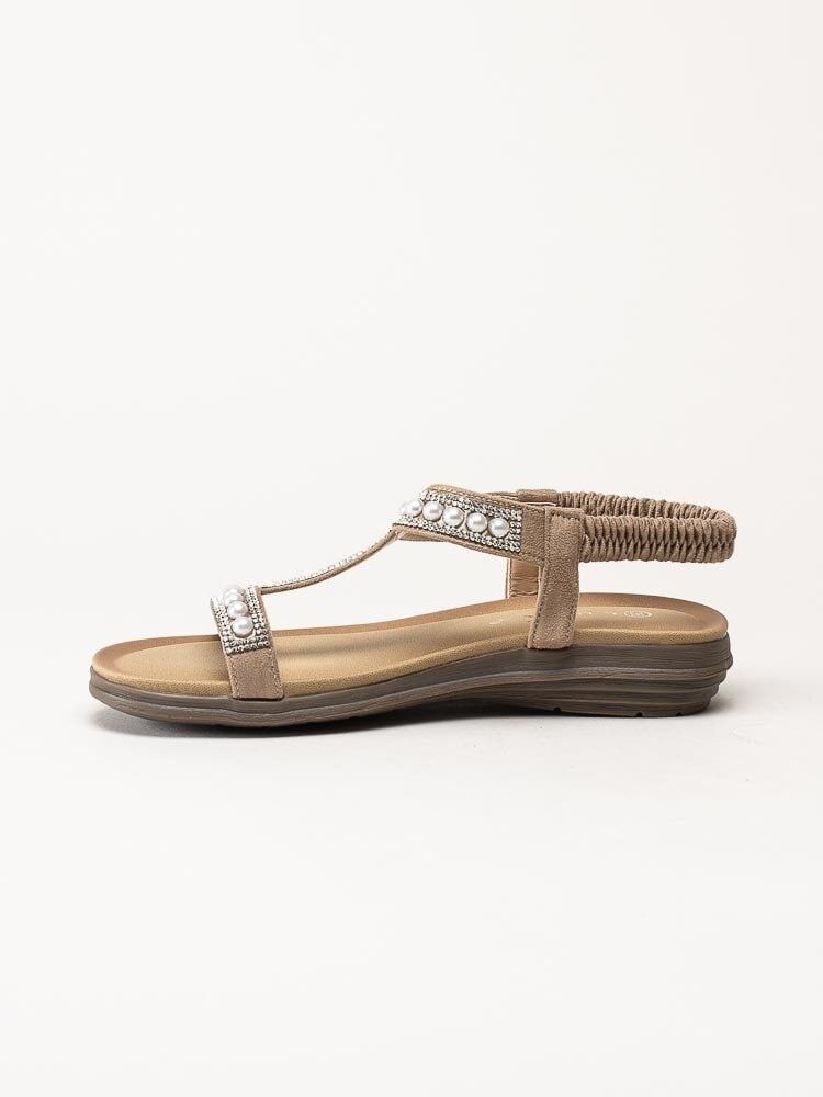 Lunar - 246TANCY - Beige sandaler med pärlor och strass