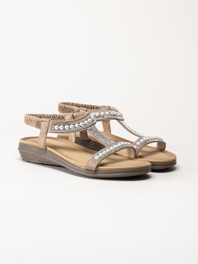 Lunar - 246TANCY - Beige sandaler med pärlor och strass