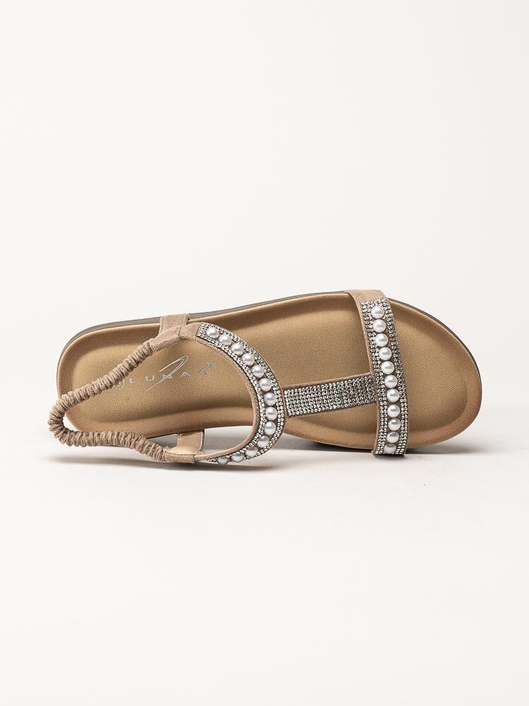 Lunar - 246TANCY - Beige sandaler med pärlor och strass