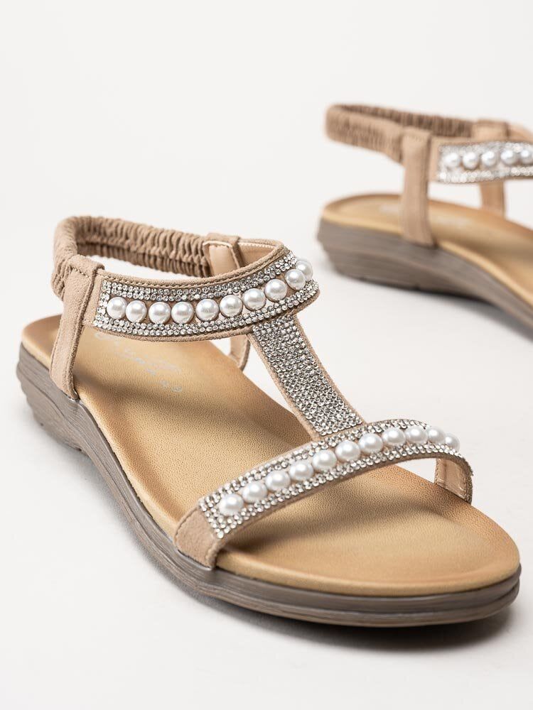 Lunar - 246TANCY - Beige sandaler med pärlor och strass