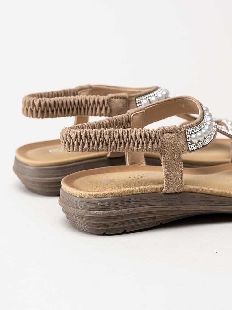 Lunar - 246TANCY - Beige sandaler med pärlor och strass