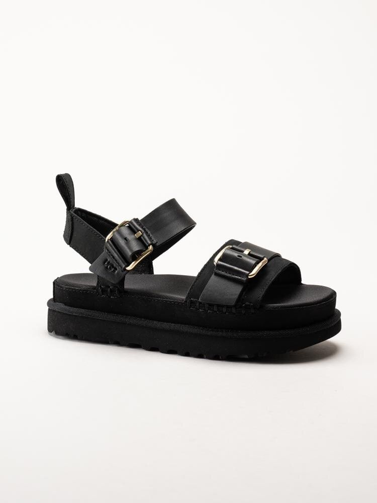 UGG - W Goldenstar Villa - Svarta platåsandaler i nubuck och skinn