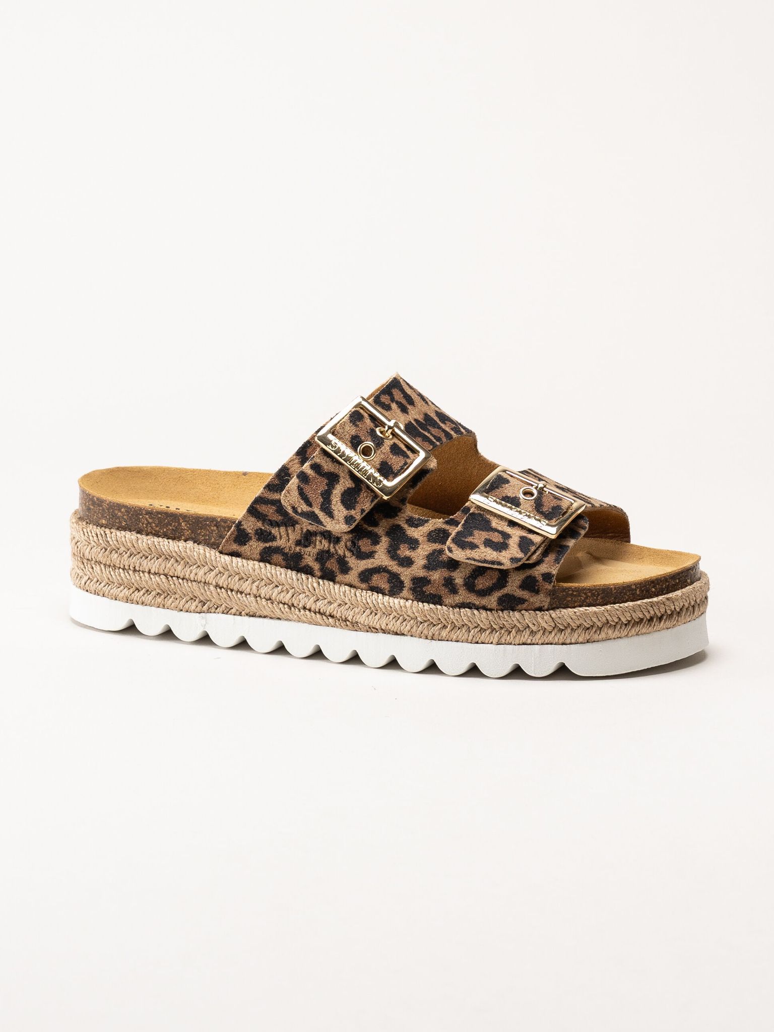 Sweeks - Sonja - Leopardmönstrade slip in sandaler i mocka