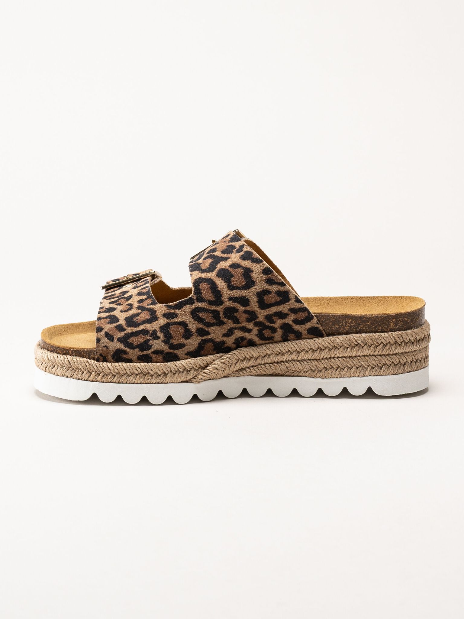 Sweeks - Sonja - Leopardmönstrade slip in sandaler i mocka