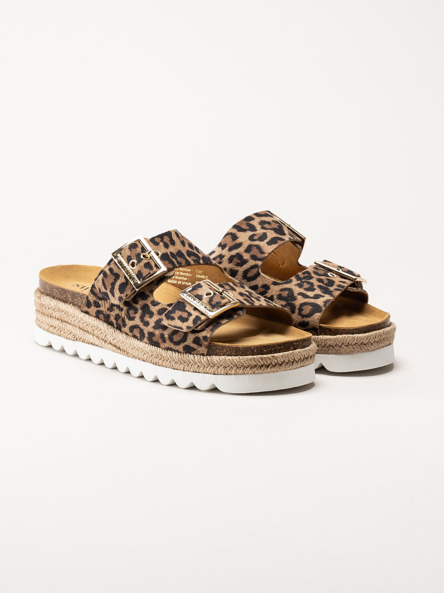Sweeks - Sonja - Leopardmönstrade slip in sandaler i mocka