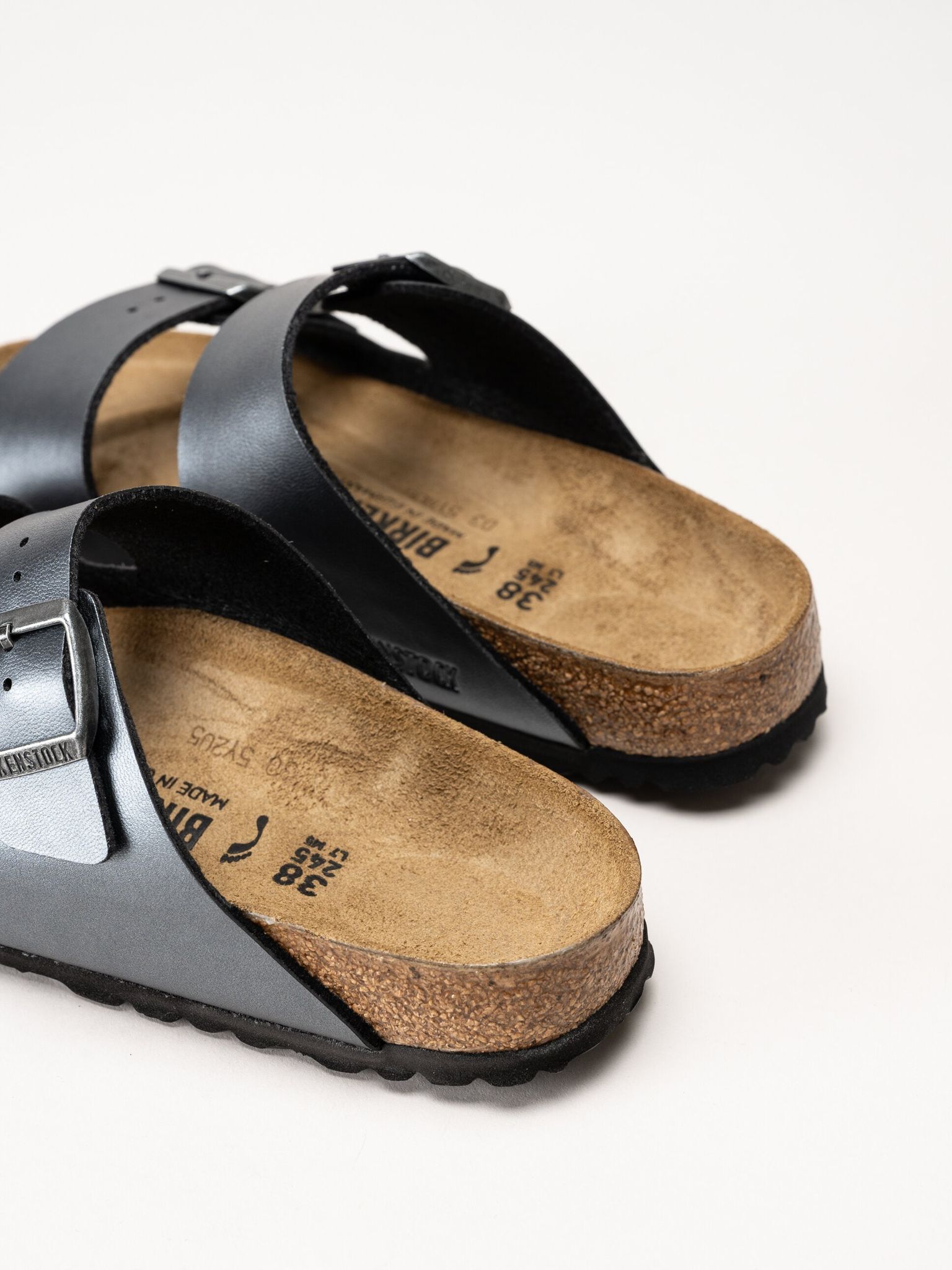 Birkenstock - Arizona Birko Flor - Grå metallic slip in sandaler