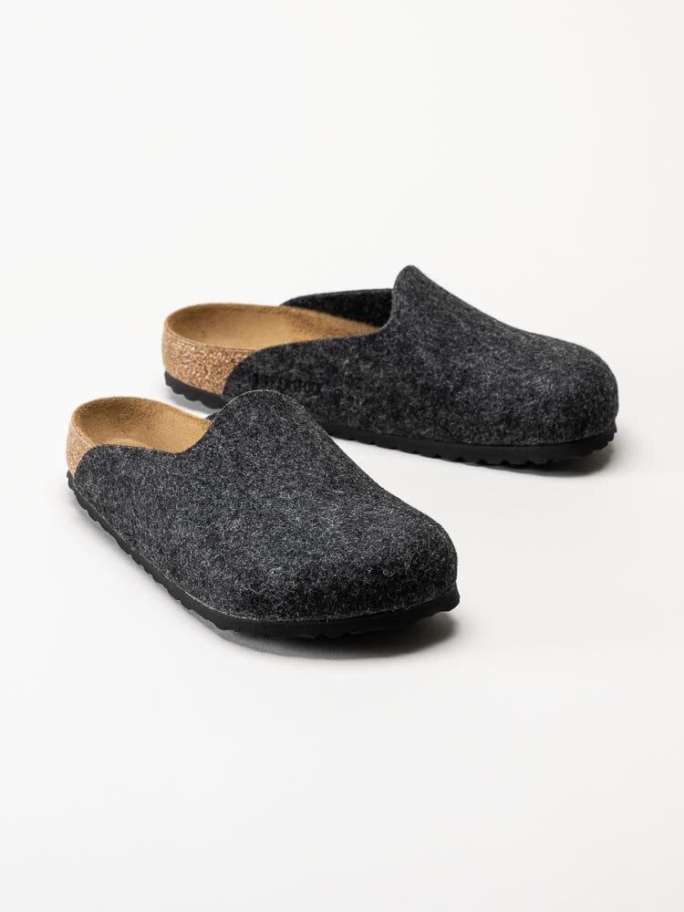 Birkenstock - Amsterdam Wool Felt - Mörkgrå tofflor i ullfilt