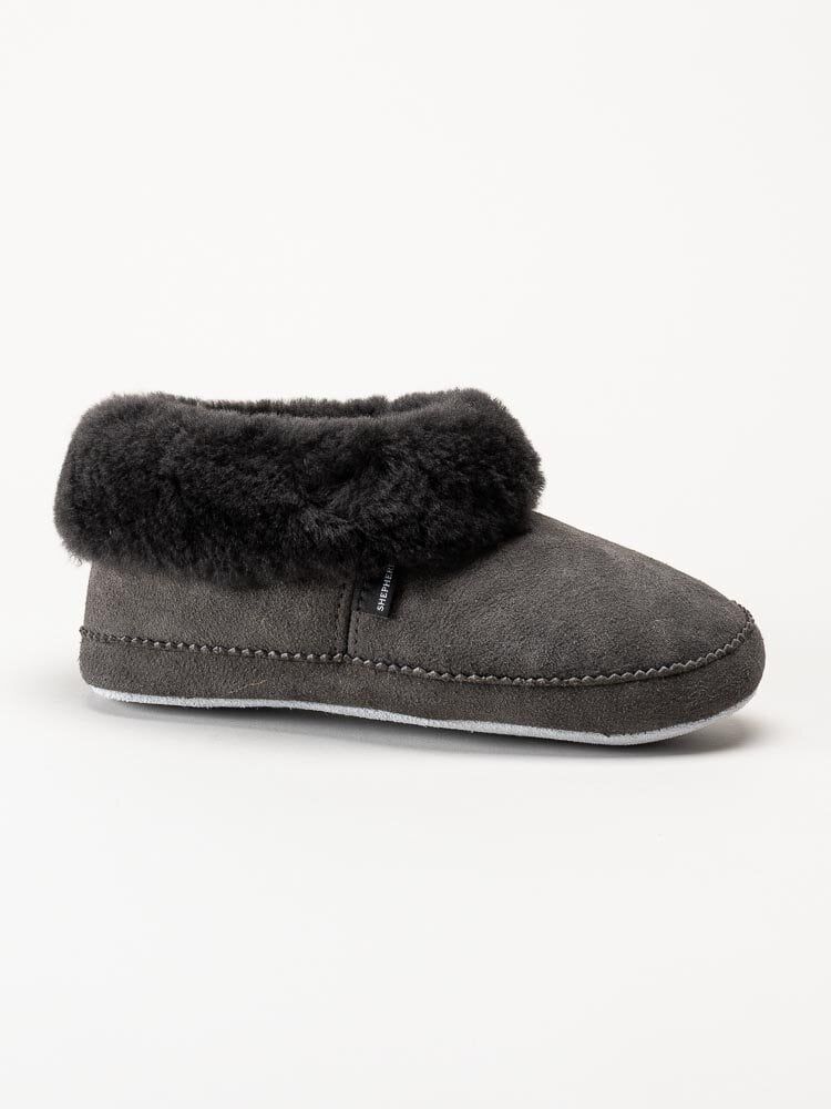 Shepherd - Emmy - Mörkgrå slip on fårskinnstofflor