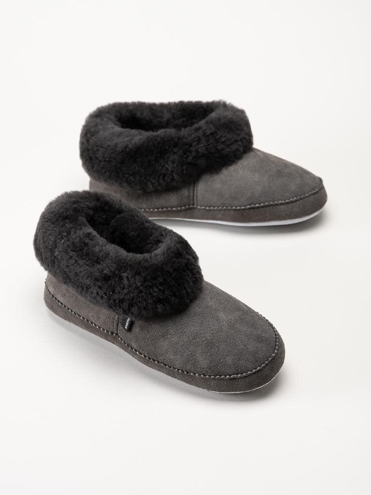 Shepherd - Emmy - Mörkgrå slip on fårskinnstofflor