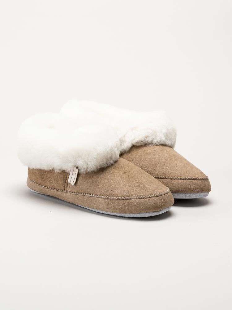 Shepherd - Emmy - Beige slip on fårskinnstofflor