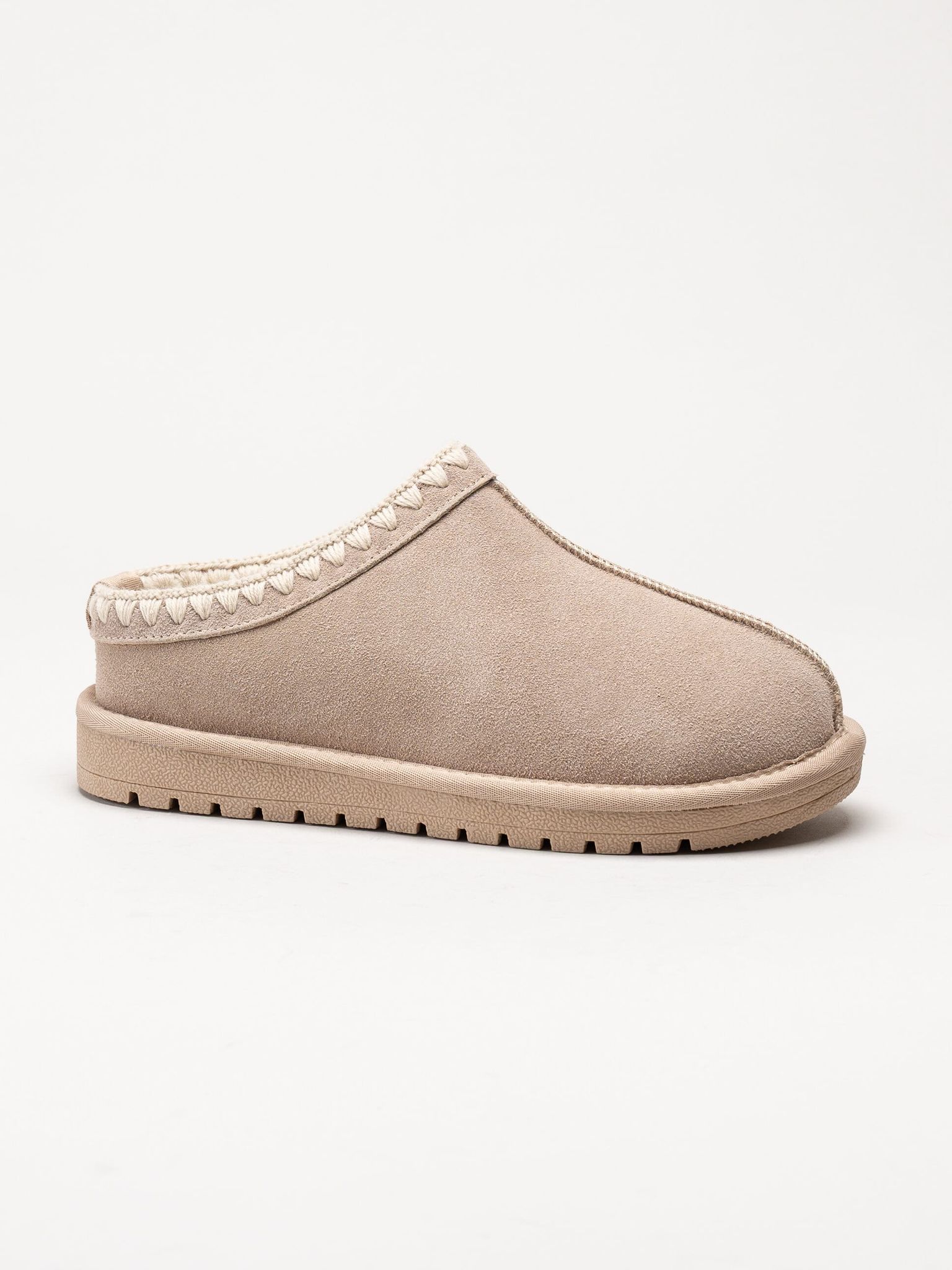 Duffy - Beige varmfodrade tofflor i mocka