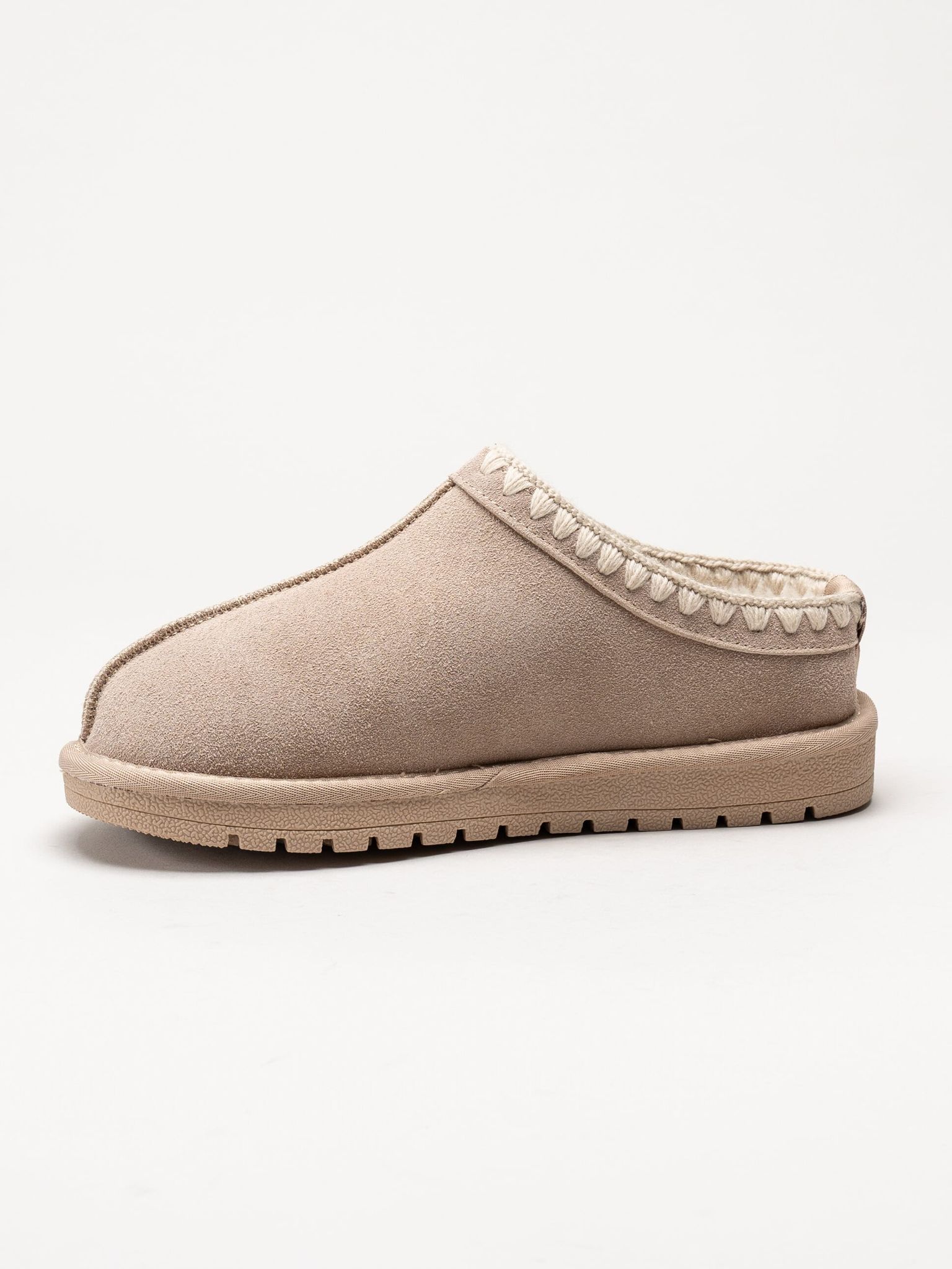Duffy - Beige varmfodrade tofflor i mocka