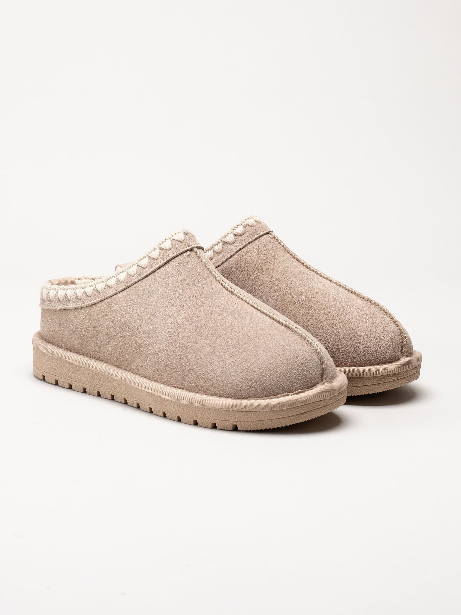 Duffy - Beige varmfodrade tofflor i mocka