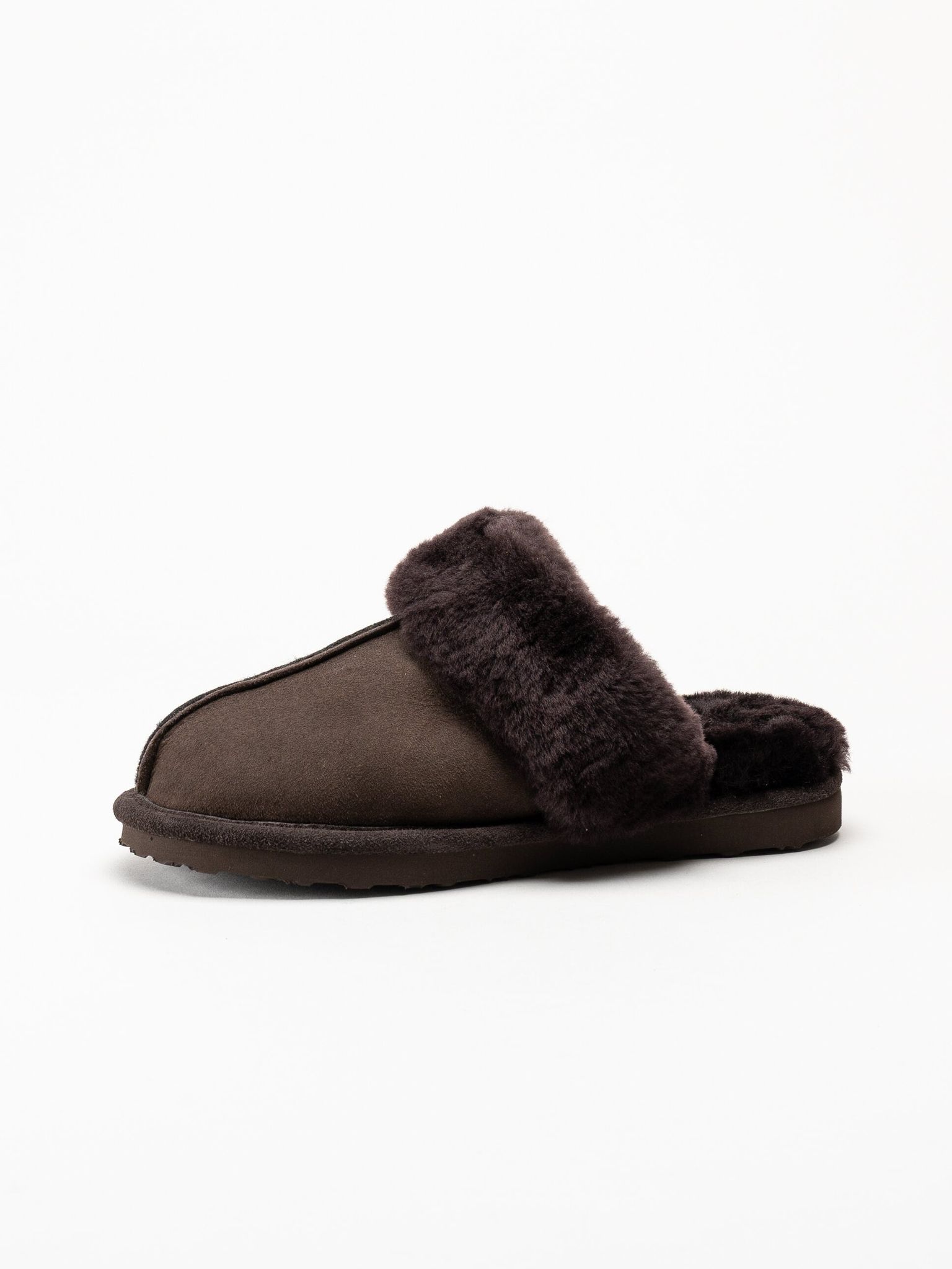 Axelda - Nancy - Mörkbruna fårskinnsfodrade tofflor