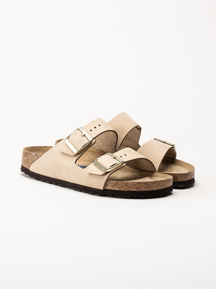 Birkenstock - Arizona - Ljusbeige slip in sandaler i nubuck