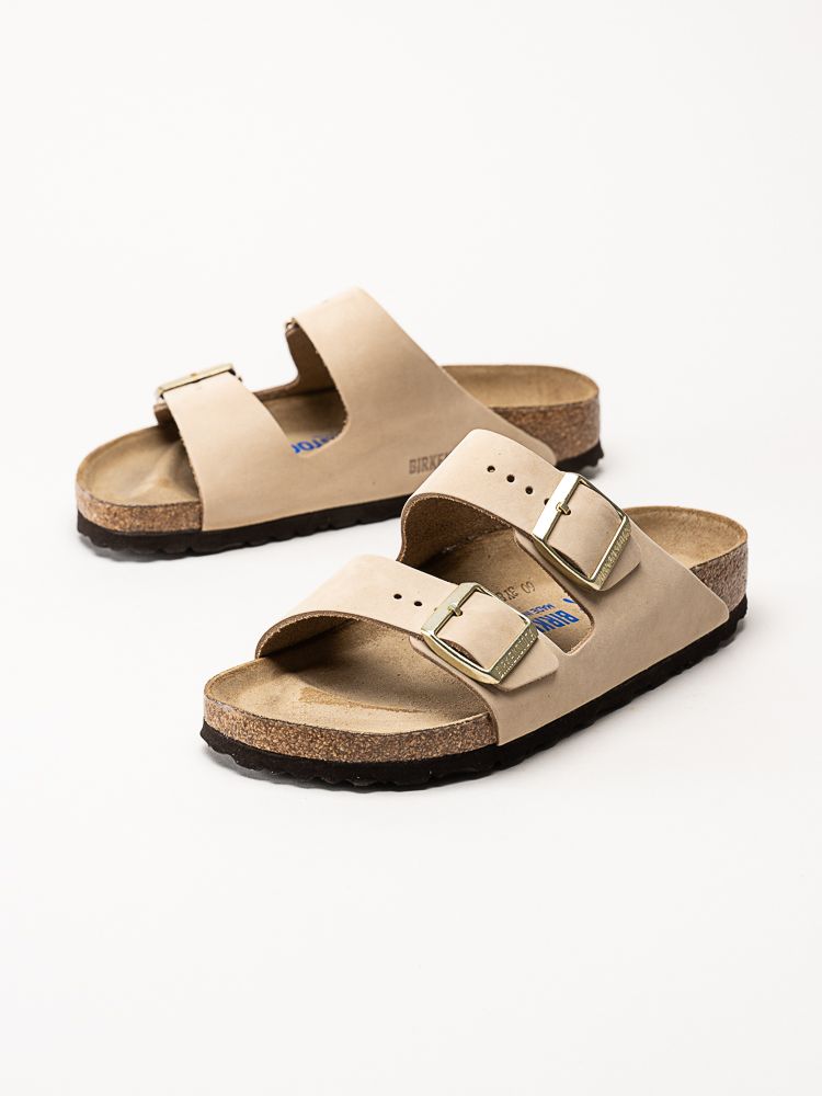Birkenstock - Arizona - Ljusbeige slip in sandaler i nubuck