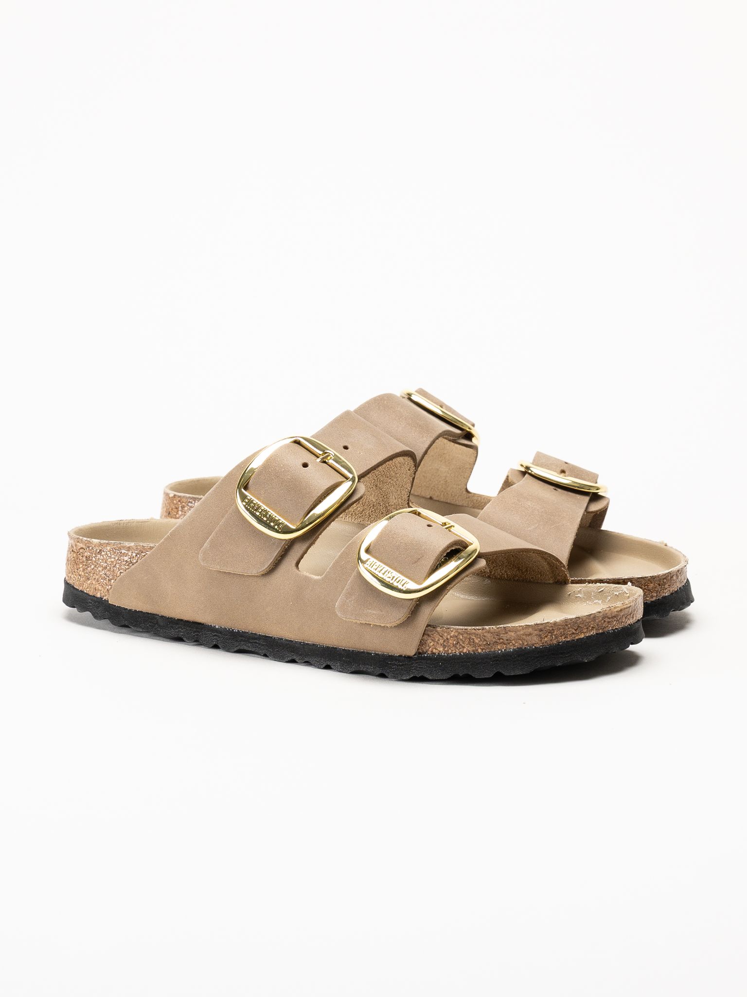 Birkenstock - Arizona Big Buckle - Beige slip in sandal i oljat skinn
