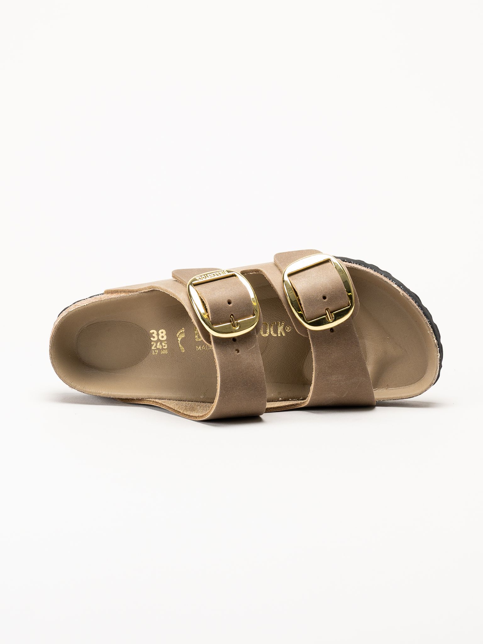 Birkenstock - Arizona Big Buckle - Beige slip in sandal i oljat skinn