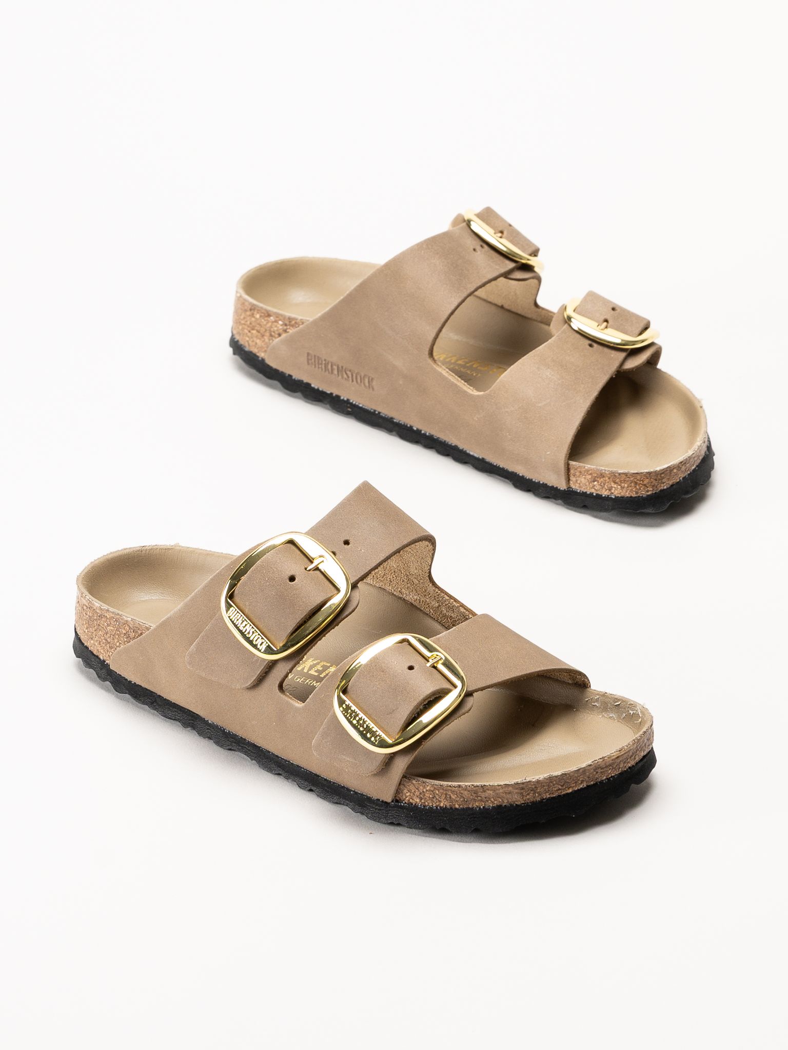 Birkenstock - Arizona Big Buckle - Beige slip in sandal i oljat skinn