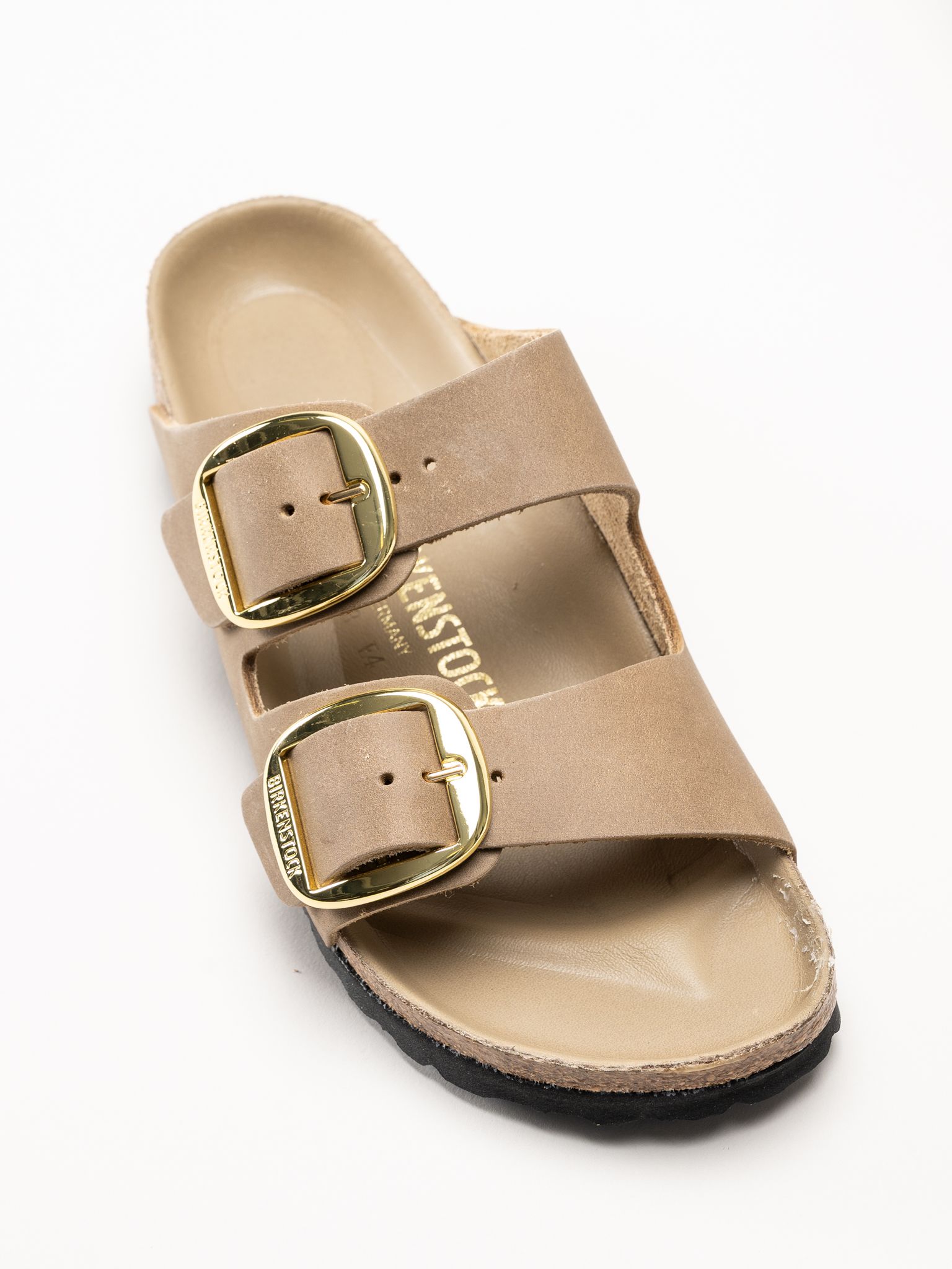 Birkenstock - Arizona Big Buckle - Beige slip in sandal i oljat skinn