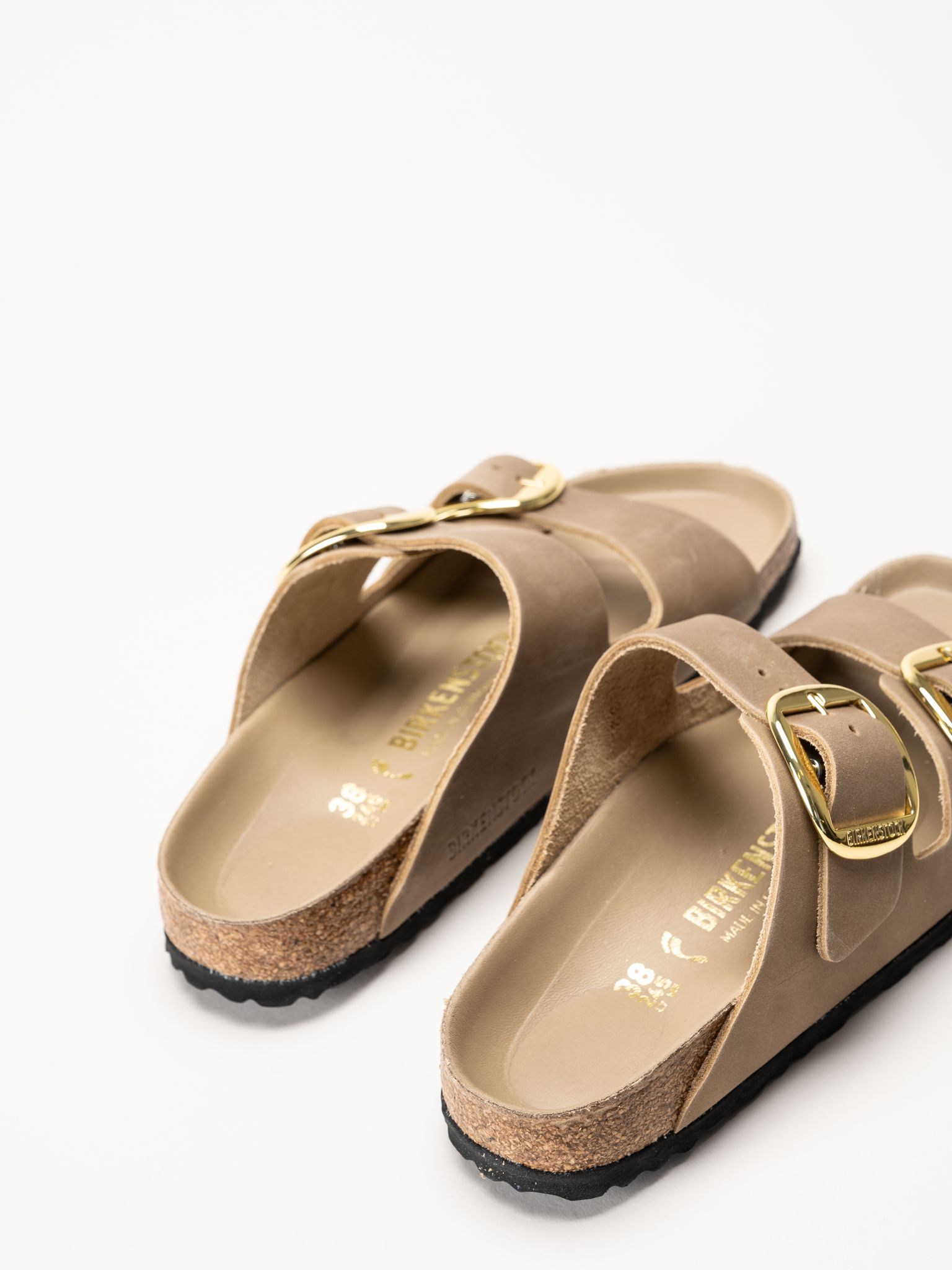 Birkenstock - Arizona Big Buckle - Beige slip in sandal i oljat skinn