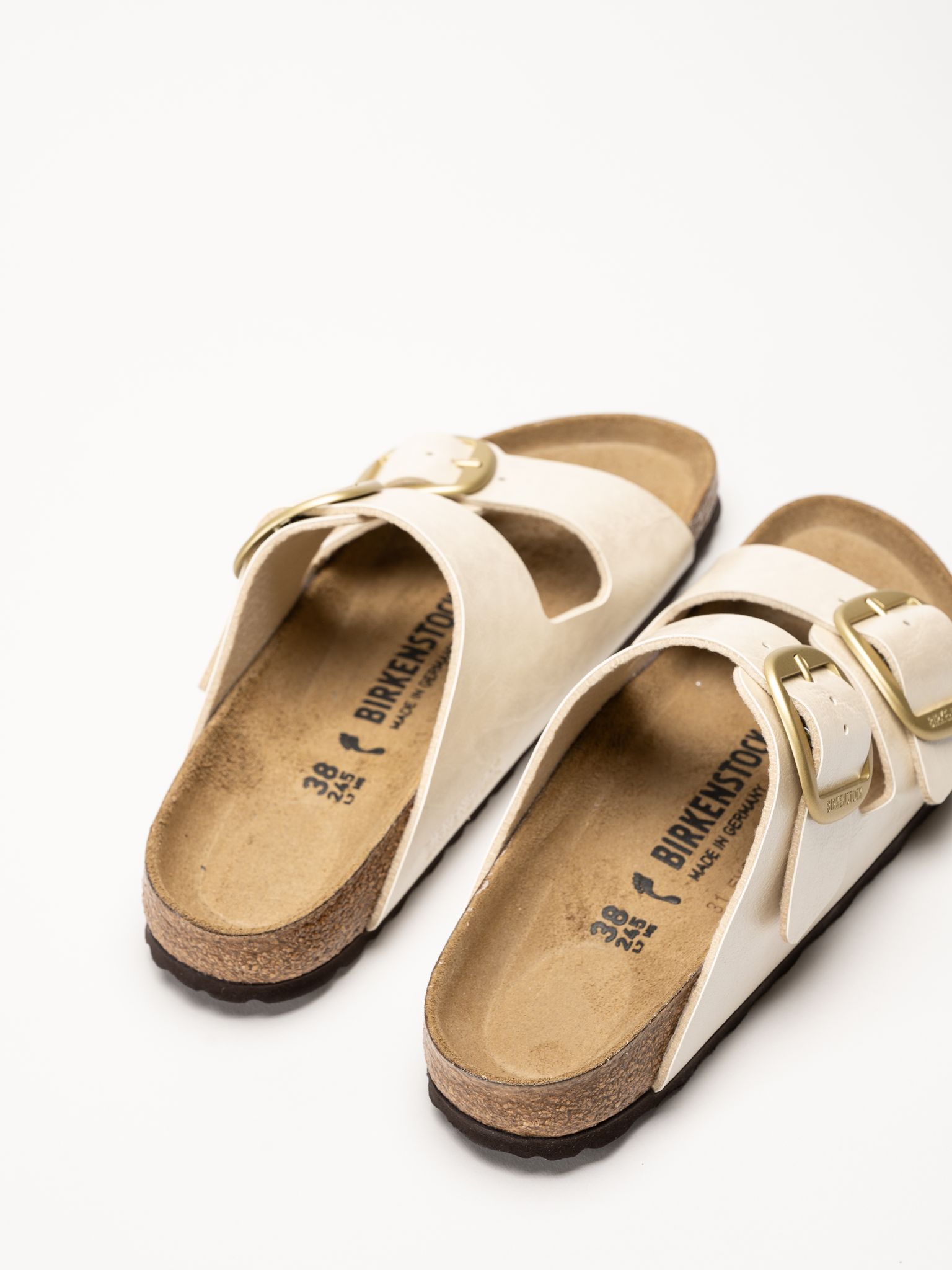 Birkenstock - Arizona Big Buckle - Beige skimrande slip in sandaler