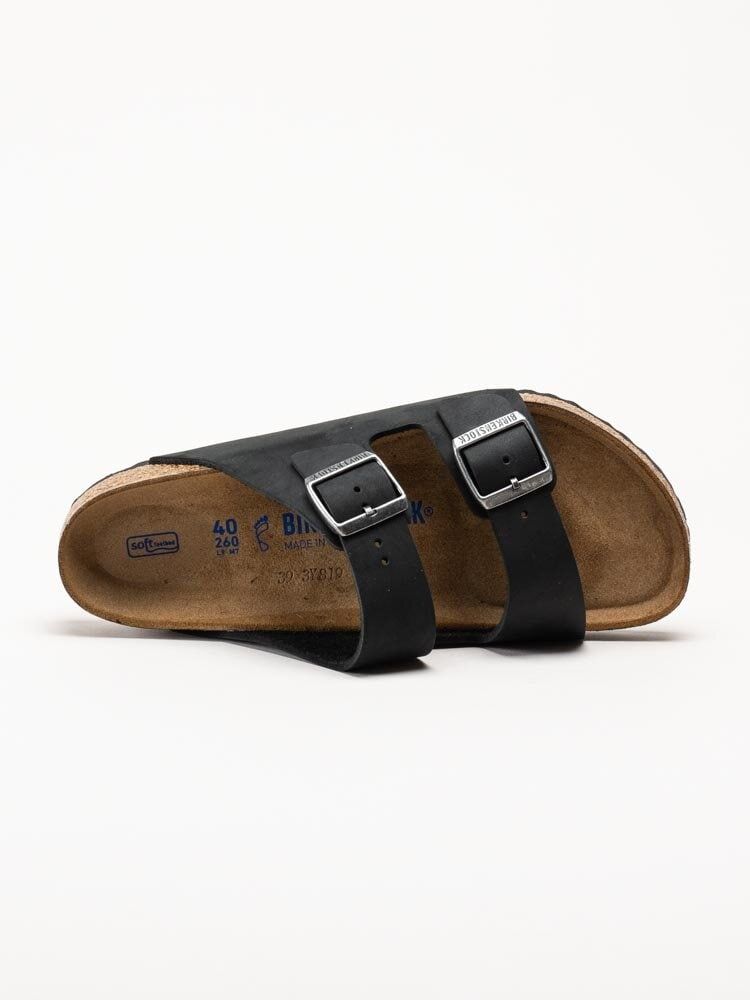 Birkenstock - Arizona SFB Regular - Svarta slip in sandaler i oljat skinn