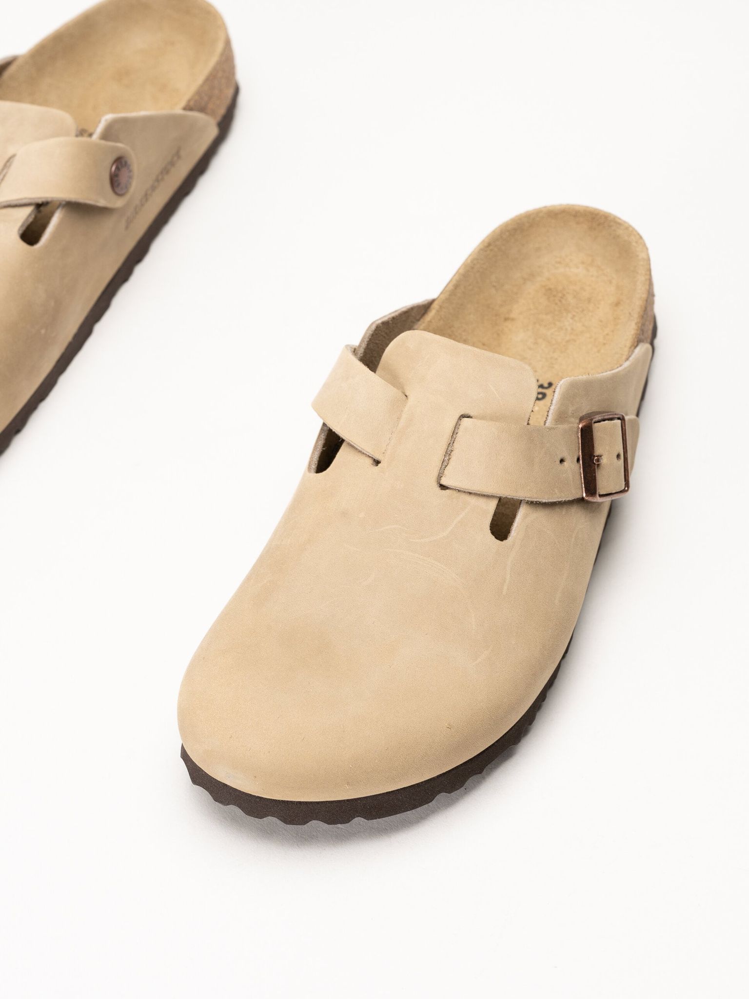 Birkenstock - Boston - Beige slip-in sandaler i oljad nubuck