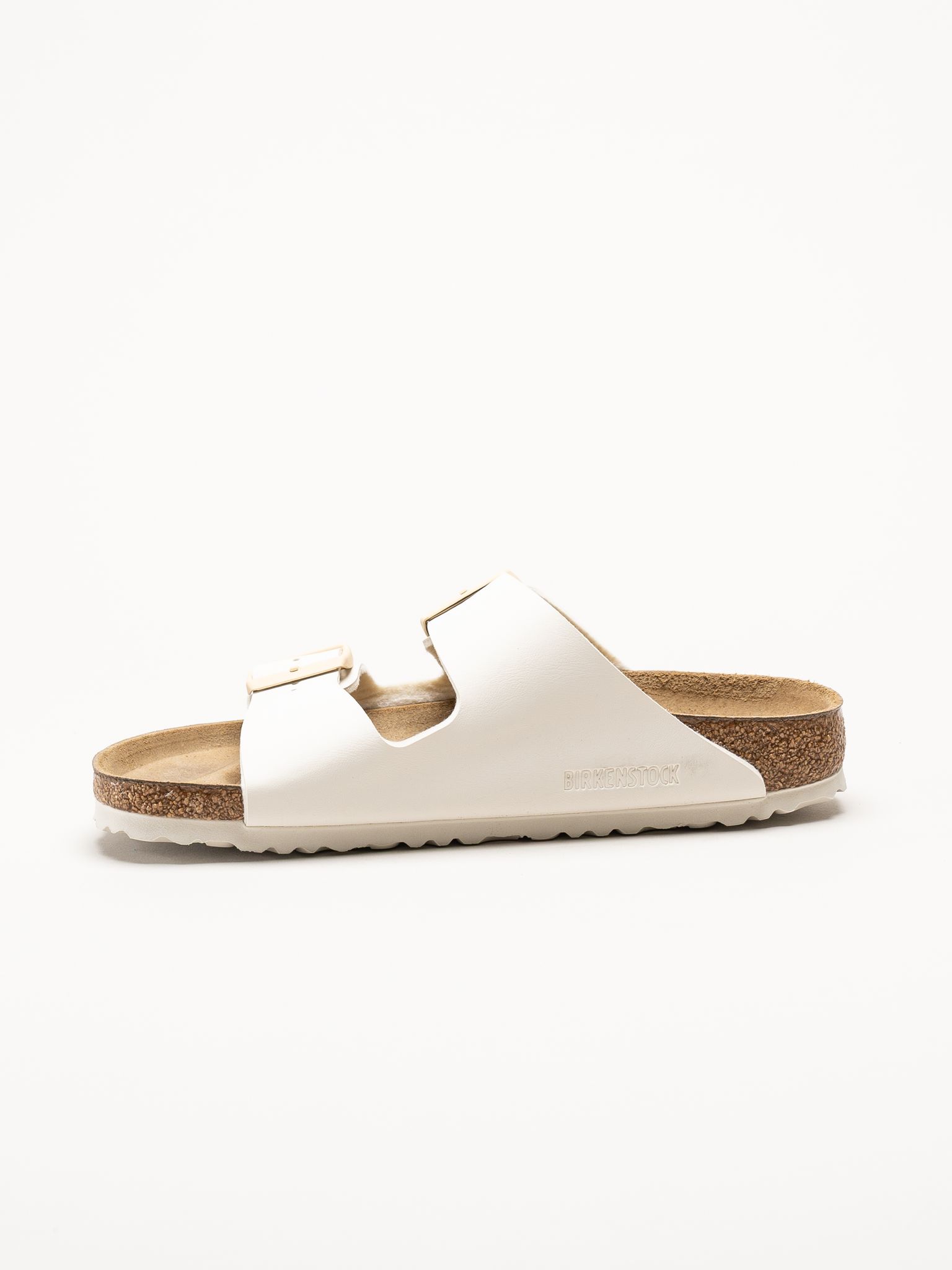 Birkenstock - Arizona Birko-Flor - Offwhite slip in sandaler med spänne