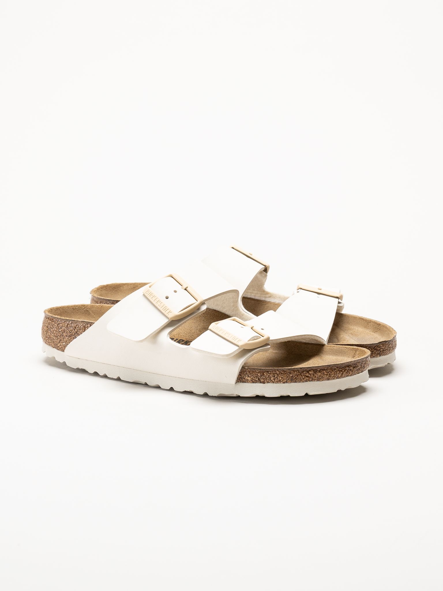 Birkenstock - Arizona Birko-Flor - Offwhite slip in sandaler med spänne