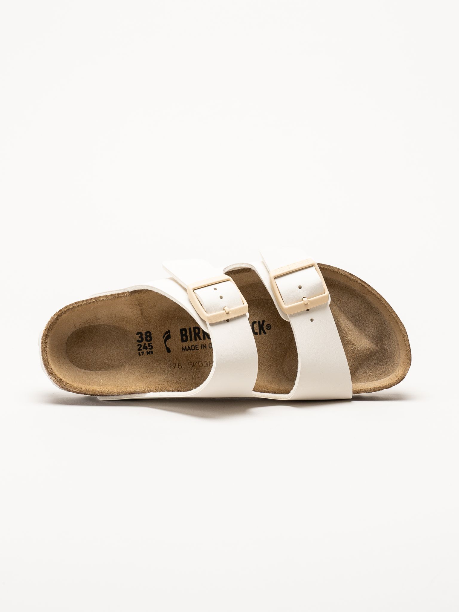 Birkenstock - Arizona Birko-Flor - Offwhite slip in sandaler med spänne