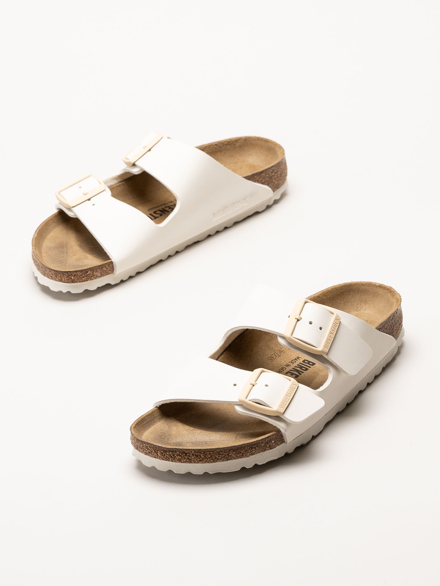Birkenstock - Arizona Birko-Flor - Offwhite slip in sandaler med spänne