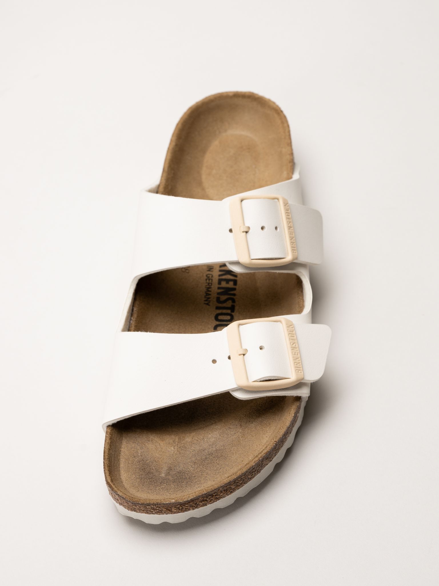 Birkenstock - Arizona Birko-Flor - Offwhite slip in sandaler med spänne