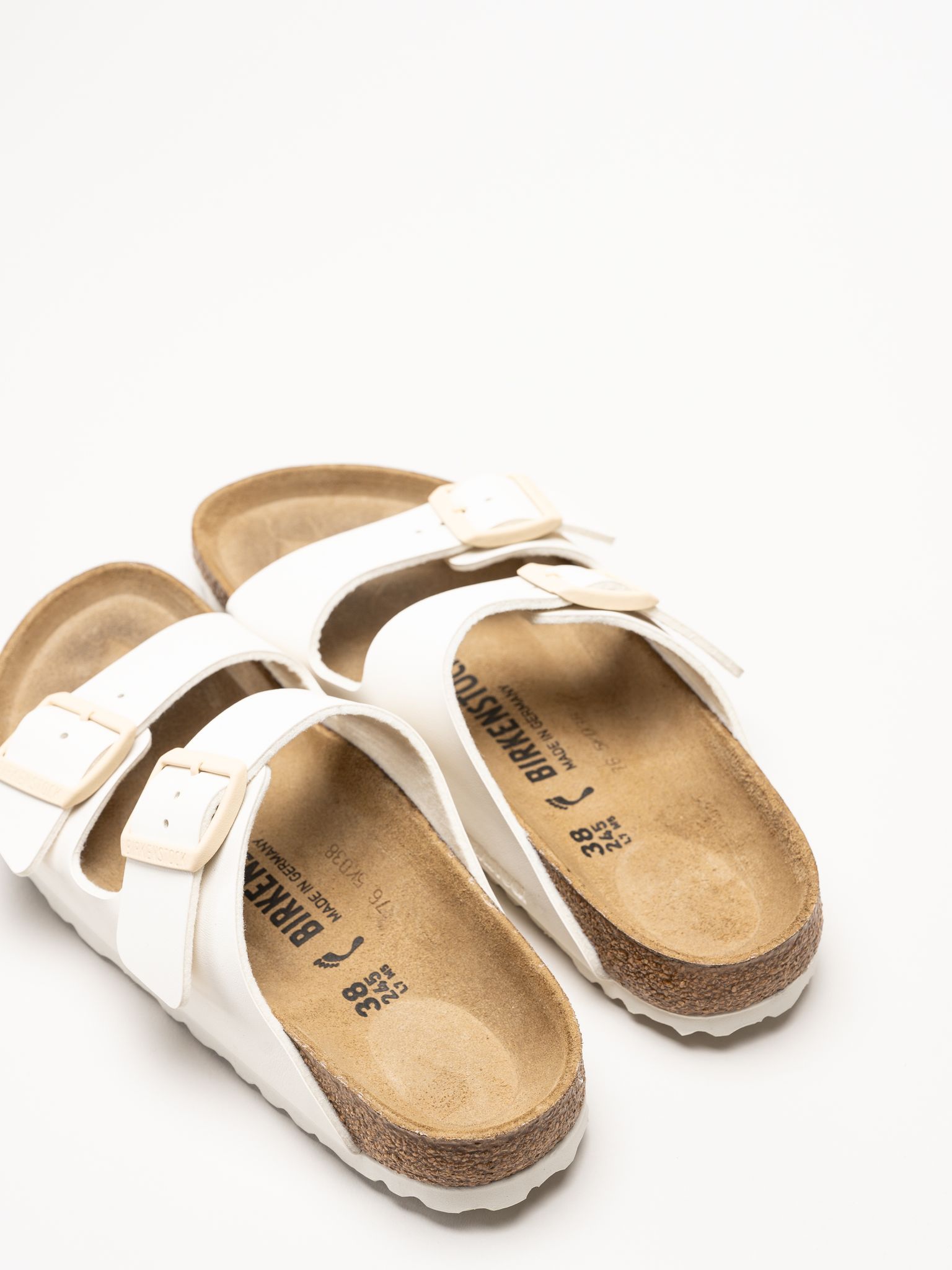 Birkenstock - Arizona Birko-Flor - Offwhite slip in sandaler med spänne