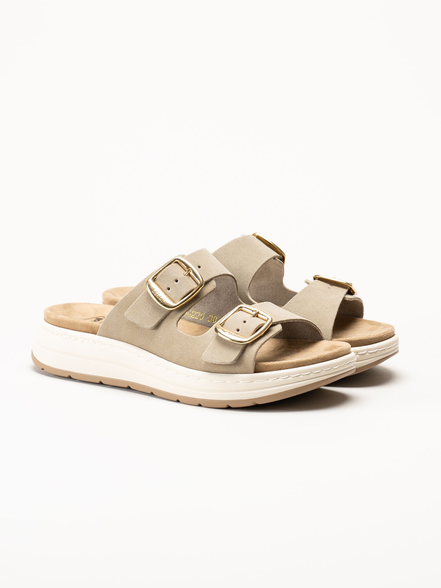 Scholl - Scilla 2 Buckles - Beige sandaler i mocka