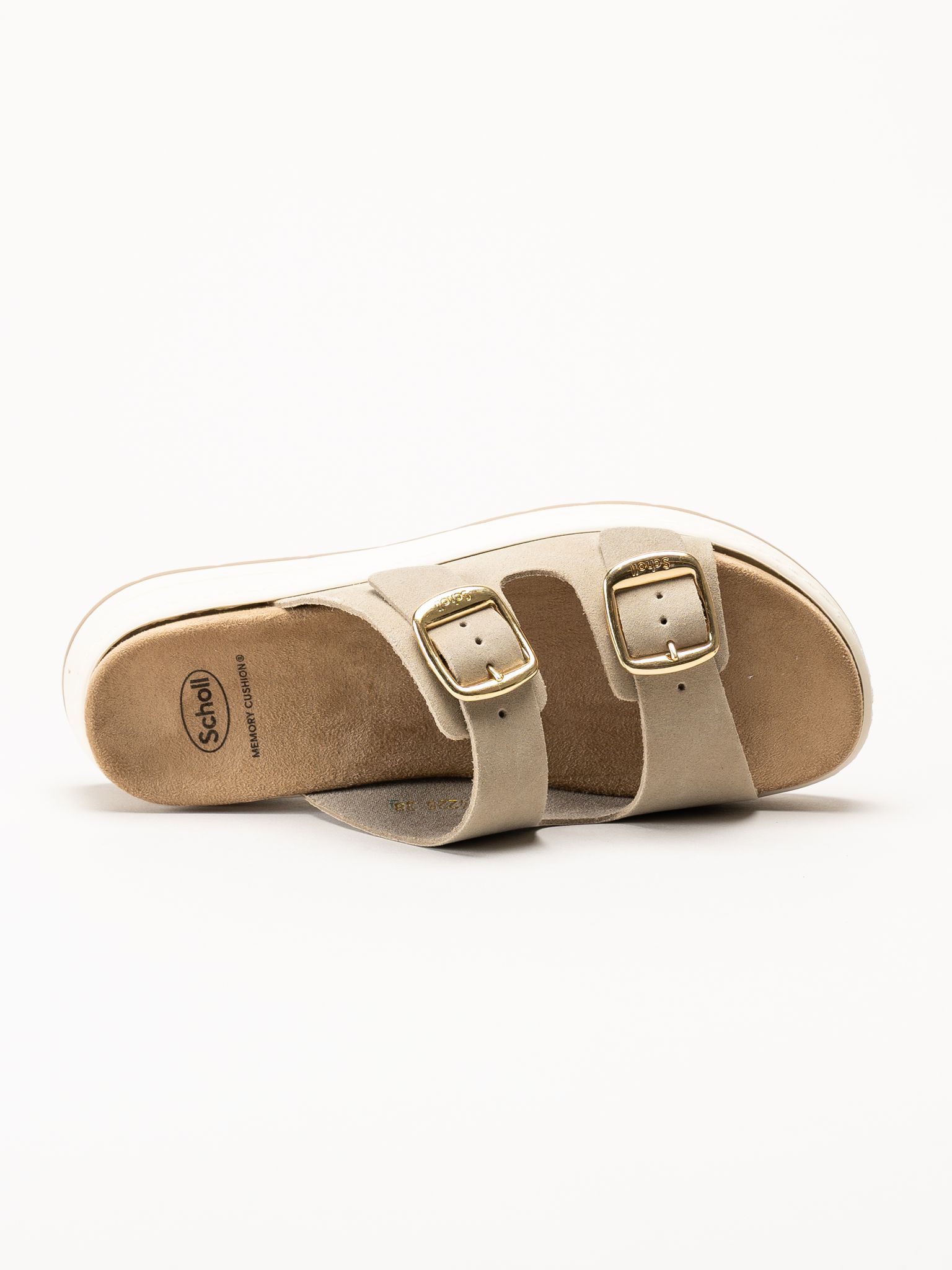 Scholl - Scilla 2 Buckles - Beige sandaler i mocka