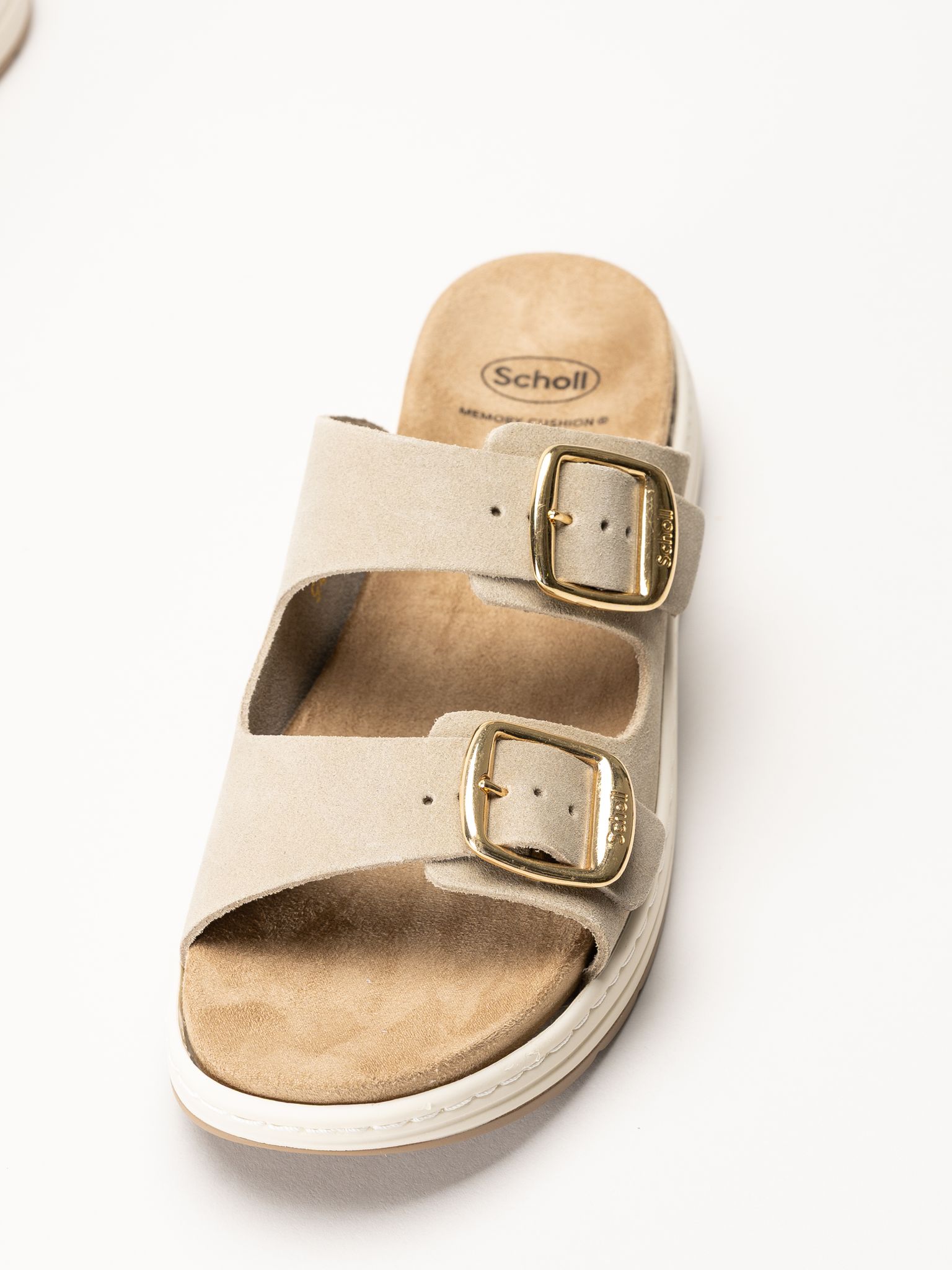 Scholl - Scilla 2 Buckles - Beige sandaler i mocka