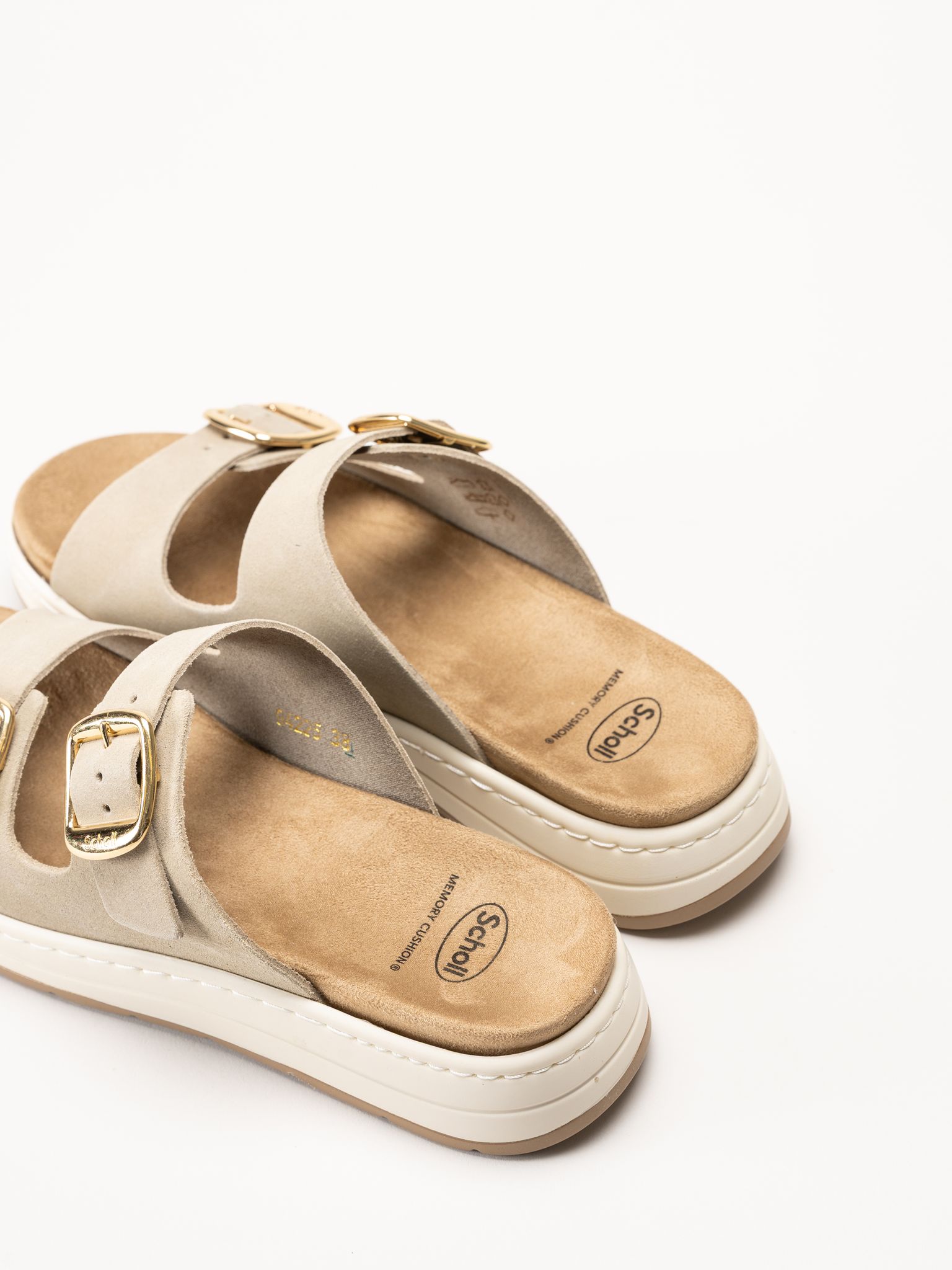 Scholl - Scilla 2 Buckles - Beige sandaler i mocka
