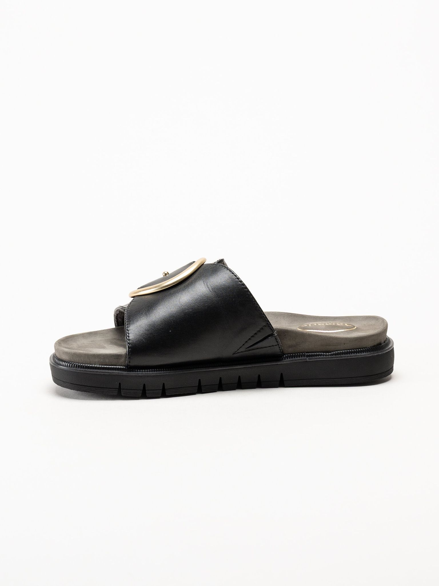 Tamaris - Svarta sandaler i skinn