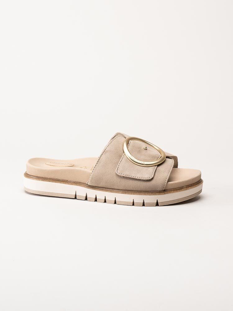Tamaris - Beige sandaler i mocka