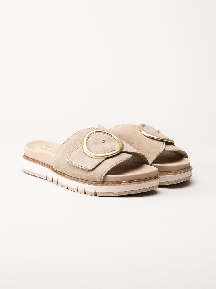 Tamaris - Beige sandaler i mocka