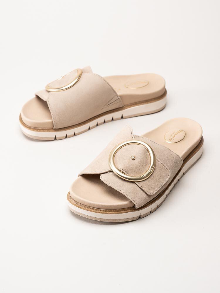 Tamaris - Beige sandaler i mocka