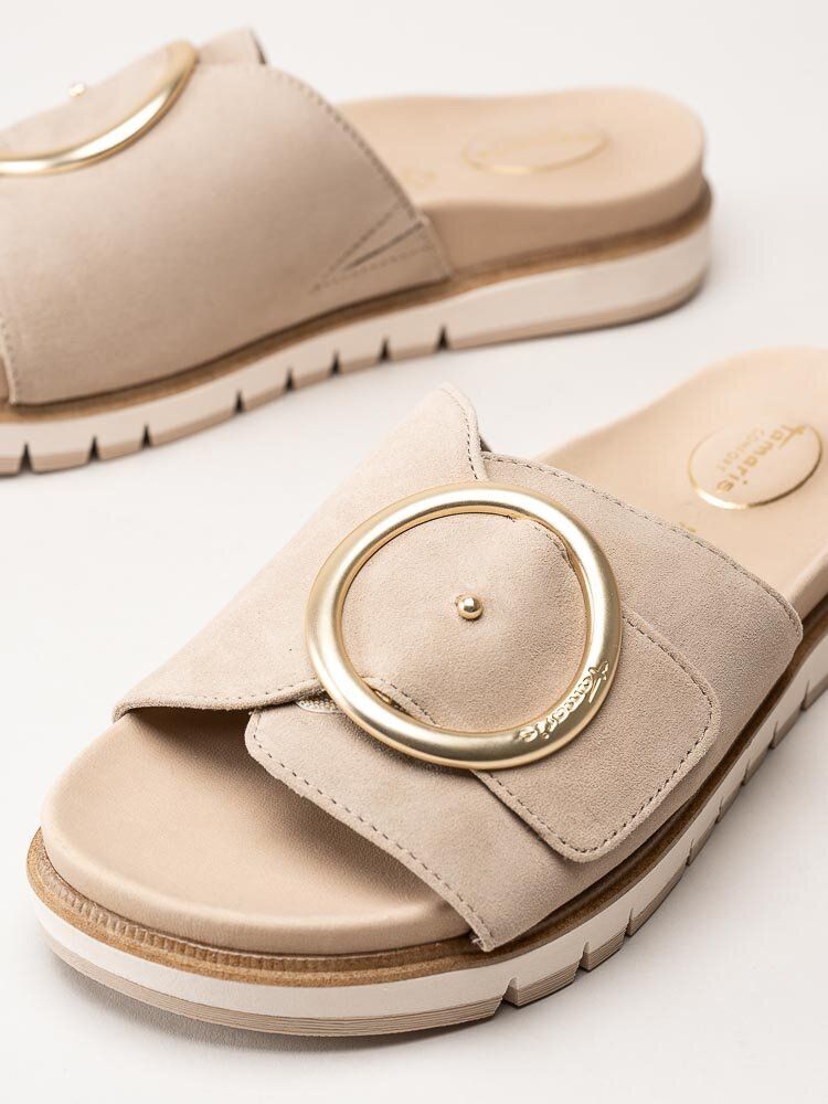 Tamaris - Beige sandaler i mocka