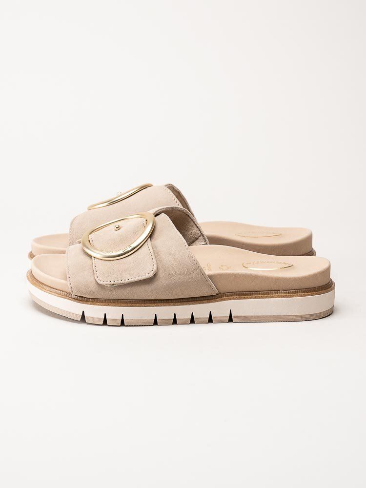 Tamaris - Beige sandaler i mocka