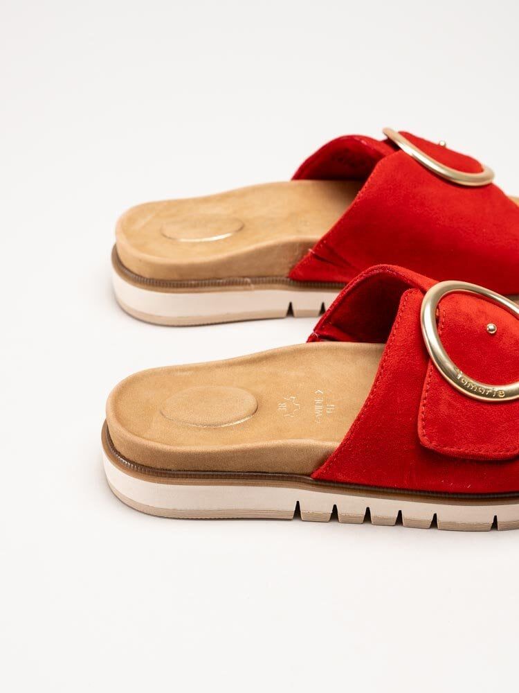 Tamaris - Wide fit - Röda sandaler i mocka